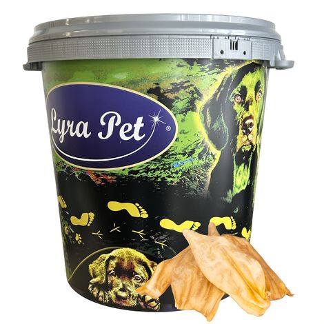100 pièces d'oreilles de bovins Lyra Pet® env. 2 kg dans un bac de 30 L