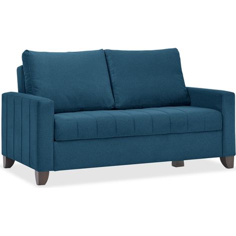 EVERGREENWEB - Divano Letto 2 posti BLU trasformabile in comodo Letto con Materasso matrimoniale 140x190 cm - Prontoletto, dal tessuto morbido Double (1/5)