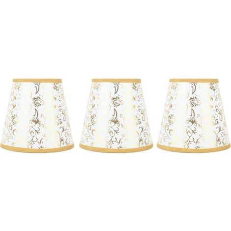 Lot de 3 Abat-jour E14 en Tissu Doré Clip-on Design Moderne Élégant Ø14cm H13cm pour Suspension ou Lampe de Table Intérieur (1/5)