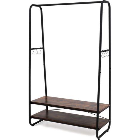 Northix Kleiderbügel aus Holz und Stahl Schwarz 160x45x100 cm