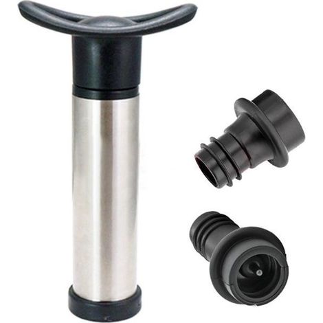 Kit de conservation du vin sous vide, 1 pompe à vide avec 2 bouchons rouge, accessoire pour garder le vin frais et préserver son arôme (1/5)