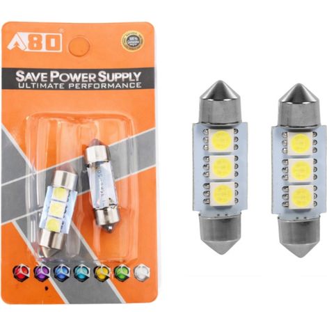 2er-Set LED-Lampen C5W 31 mm, 3× SMD 5050, 6000–6500 K, weißes Licht – Blister