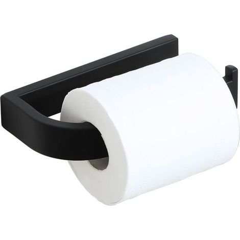 Toilettenpapierhalter, bohrfreier Toilettenpapierhalter, 16 cm lang, selbstklebender Toilettenpapierhalter fürs Badezimmer, aus Edelstahl SUS 304, langlebig und praktisch, schwarz (1/5)