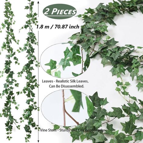 pezzi di ghirlanda di edera artificiale, fogliame finto, piante rampicanti per decorazioni interne ed esterne, finta vite per camera da letto, giardino, ufficio, feste, matrimoni - ALTRO (1/3)