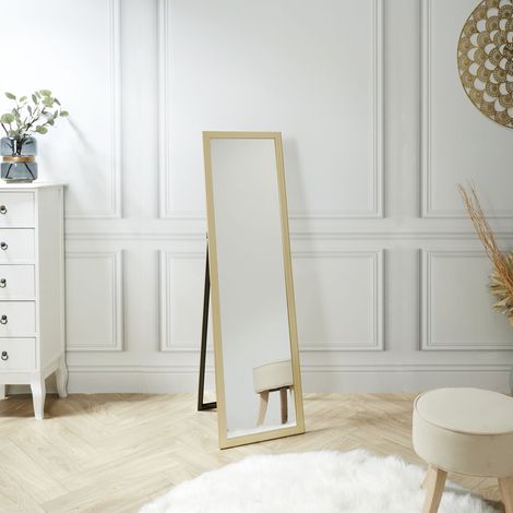 The Home Deco Factory – Miroir sur pied doré – Verre trempé – Hauteur 170cm – Design élégant pour salon ou chambre (1/5)