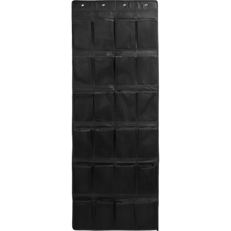 Range-chaussures à porte 24 poches, organiseur mural suspendu noir, gain de place, robuste et multifonctionnel (1/5)