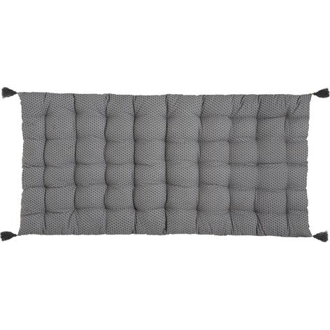 Atmosphera – Matelas de sol gris 60x120 cm – Housse 100% coton – Garnissage 100% polyester – 4 pompons décoratifs – Confort pour intérieur