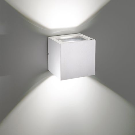 Sole Applique Murale Pour Extérieur Et Intérieur En Aluminium Blanc Mat Led 20W 3000K Ip54, Design Moderne Et Minimaliste, 12X12X12 Cm Haute Qualité (1/2)
