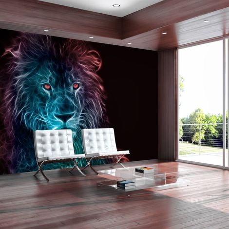 Papier peint arc-en-ciel de lion abstrait - 150 x 105 cm