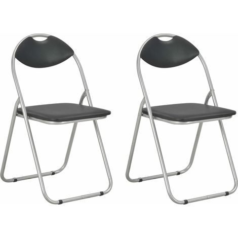 Büro Stühle - vidaXL Klappbare Esszimmerstühle 2 Stk. Schwarz Kunstleder - Stauraum (1/5)