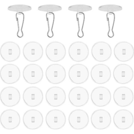 Lot de 30 crochets de plafond transparents autocollants sans perçage, crochets de support de plafond avec clips pour mât de drapeau, crochets décoratifs pour suspendre des carillons éoliens, sa (1/5)