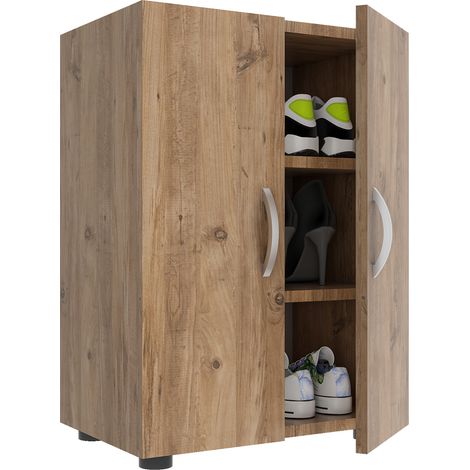 VCM - Grande étagère de cabinet de chaussures en bois Ulas 3 H. 74 x B. 49 x T. 30 cm