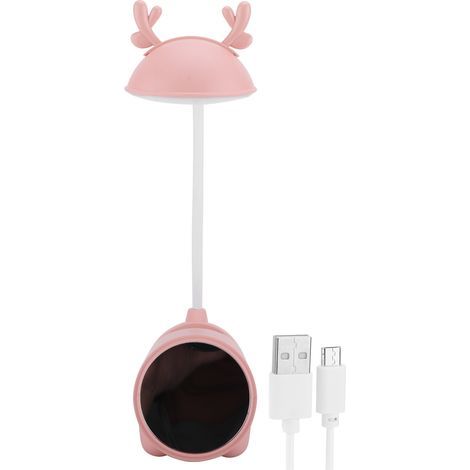 Niedliche LED-Schreibtischlampe in Hirschform, Augenschutz, Handy- und Buchablage, ideal für Studentenzimmer, faltbar, rosa (1/5)