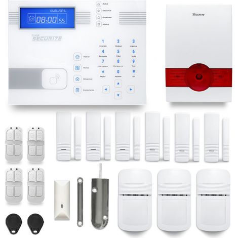 Alarme maison sans fil GSM/IP – Double connexion internet et mobile – 32 zones sans fil – Détecteurs de mouvement et d'ouverture inclus – Tike Sécurité
