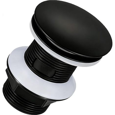 1 Bonde G 1¼", mécanisme clic-clac, joint silicone double couche, noir mat, pour lavabo sans trop plein