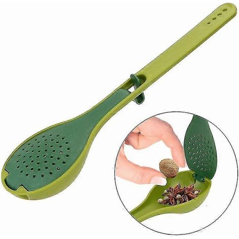 Cuillère multifonction à long manche pour épices, bouillies et soupes, cuillère à soupe, cuillère de cuisine, cuillère filtre pour sachets d'épices (1/5)