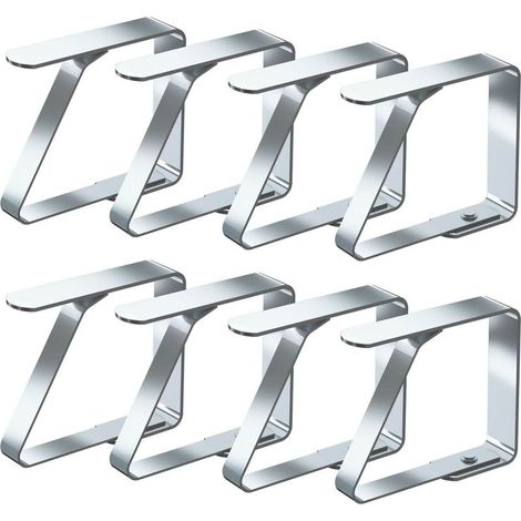 Lot de 8 pinces à nappe en acier inoxydable antidérapantes, adaptées aux tables de 1 à 3 cm d'épaisseur. (1/4)