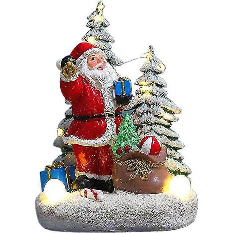 Décorations de Noël : Père Noël, bonhomme de neige, cerf, ornements lumineux en résine, cadeaux de Noël (1/5)