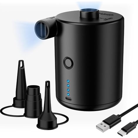 Electric Air Pump, Rechargeable Air Pump for Inflatable Mattress,Portable Electric Air Pump for Inflatables with 3 Air Nozzles,Quick Inflator for Mattress and Pool (1/5)