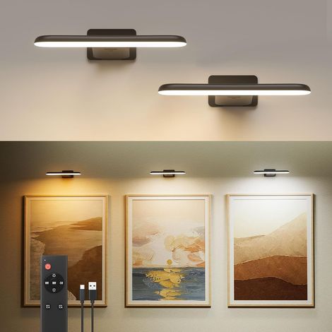 Wall Light for Pictures, Battery Rechargeable Wall Lights, Wireless LED Dart Target Light, Photo Light, 3 Color Temperatures, Remote Control, Black (1/5)