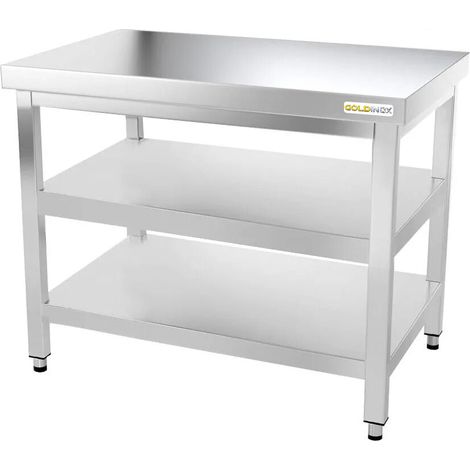 Table de travail en inox 1000 x 700 mm avec 2 étagères PREMIUM - GOLDINOX (1/4)