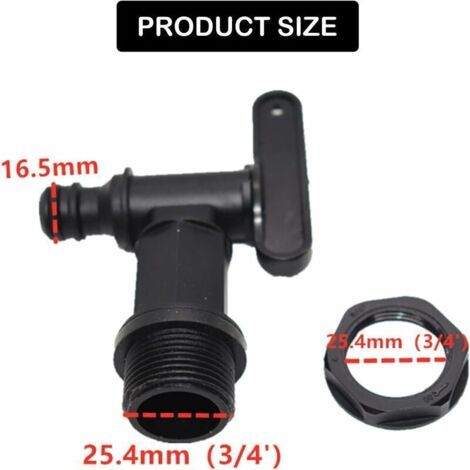 Robinet Cuve Plastique,Adaptateur de Boîte de Rangement D'eau,Raccord Robinet Cuve,Robinet Cuve eau de Pluie pour Recuperateur Eau de Pluie, Réservoir de Carburant pour Recuperateur Eau de Pluie