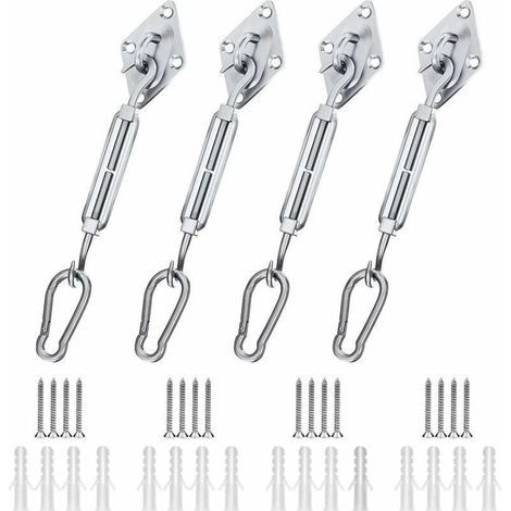 Kit de fixation pour voile d'ombrage – Acier inoxydable 304, 44 pièces, adapté aux formes triangulaires, carrées et rectangulaires (1/5)