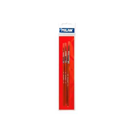 Pinceaux scolaires Milan – Lot de 3 – Série 101 – Bois & poils naturels – N°6/8/10