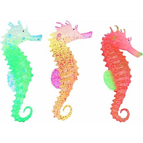 Lot de 3 hippocampes artificiels phosphorescents pour décoration d'aquarium (1/5)