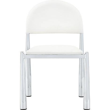 Set de 2 sillas de comedor modernas de PU blanco con respaldo semicircular y patas metálicas (1/5)