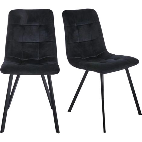 Lot de 2 chaises en velours noir avec piètement métal noir - NAMI (1/5)