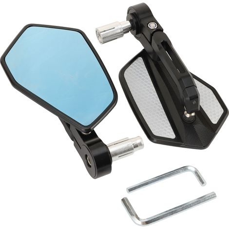 Rétroviseur universel bicolore WOOSTAR pour guidon de moto, avec réflecteur en verre bleu CNC et multi-angles réglables. (1/4)