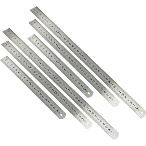 Kit de 6 règles mesure à double graduation en acier inoxydable (1/5)