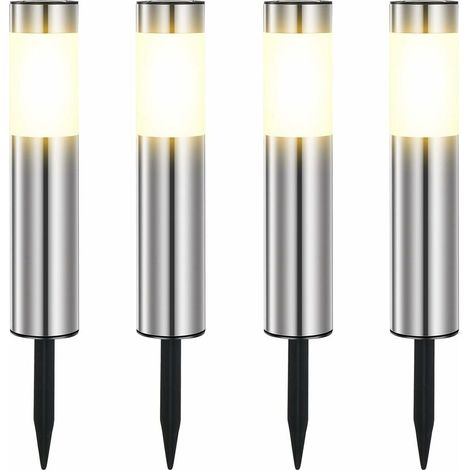 BRAVIX Lampe Solaire Exterieur, En Acier Inoxydable Solaire Exterieur Jardin LED éTanches IP65 Pour Le Patio, La Pelouse, Les Chemins Et Les Sentiers De La Cour De Jardin Blanc Chaud (4 Pièces) (1/3)