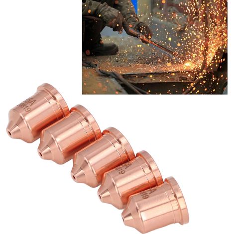 Une boîte contient 5 têtes de buse 220819 65A adaptées aux consommables de torche de découpe plasma PMX 65/85/105 pour le soudage et la découpe. (1/5)