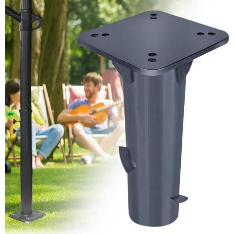 Pied de parasol - Universel - noir - Gris foncé - Hauteur 38 cm - Résistant à la rouille (1/4)