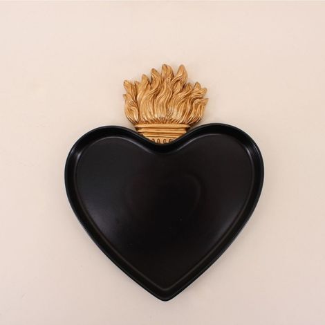 Plateau ex-voto coeur en résine 27x22cm (1/5)