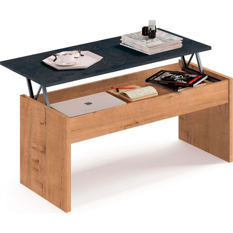 Briebe Opal Mesa Centro Elevable, Comedor, Salón, Mesita Café Auxiliar para Sofá, 47x100x50cm/58x100x50cm  Madera