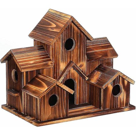Maison Pour Oiseaux - Bois De Pin Naturel - 6 Logements Indépendants - Design Château Rustique - Pour Jardin Balcon Extérieur - 1 Pièce (1/5)