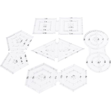Ensemble de 5 Règles de Couture Patchwork : Cercle, Pentagone, Hexagone, Triangle pour DIY (1/5)