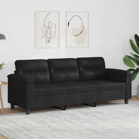 Canapé-Sofa à 3 places Noir 180 cm Tissu microfibre (1/5)