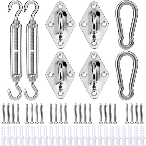Kit de fixation en acier inoxydable de 15 cm pour l'installation d'une voile d'ombrage triangulaire (1/5)