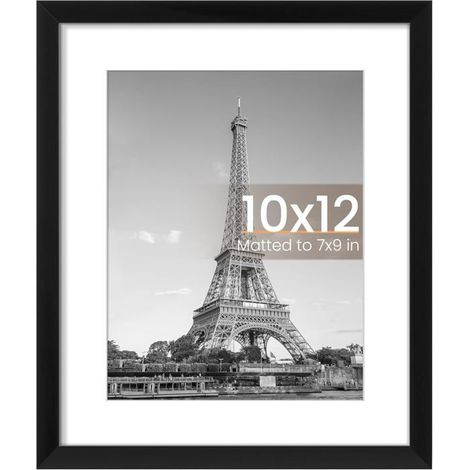 Cadre Photo Noir 10x12 Pouces Sans Passe-Partout - Format 10x12 Direct ou 7x9 Avec - Accroche Murale Lot 1 Pièce (1/5)