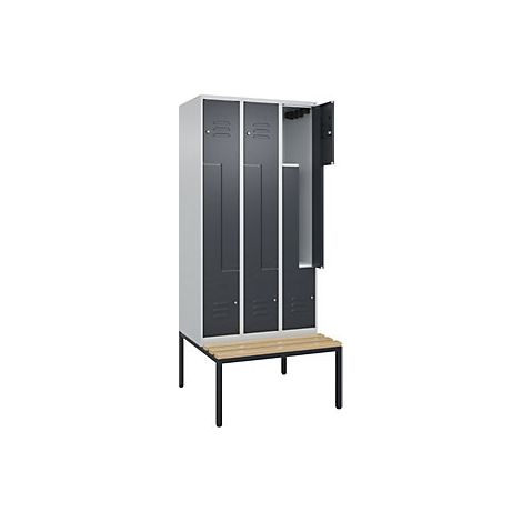 C+P  Armadietto a Z Classic PLUS con panca  3 scomparti 