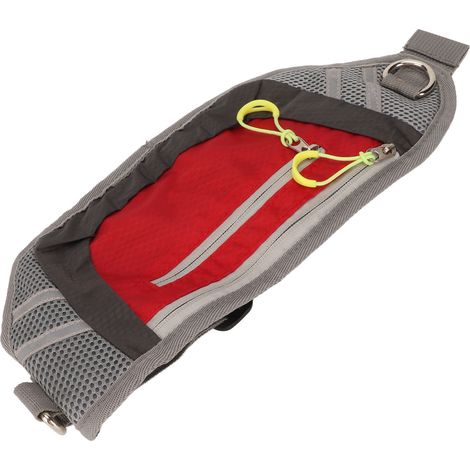 Pochette à friandises pour chien en nylon multifonctionnel avec bande réfléchissante et fermeture éclair, idéale pour les promenades en extérieur (rouge). (1/5)