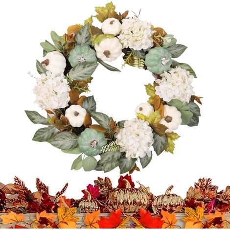 Couronne d'automne – Guirlande de Festival de 45,7 cm Couronne Artificielle de 45,7 cm avec Feuilles d'érable, et pour la Maison, la Ferme, Le Porche, la Cuisine, la Porte (1/5)