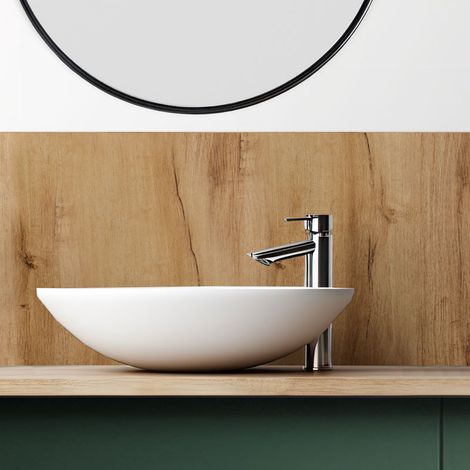 Crédence salle de bain en Aluminium effet bois chêne 140x30 cm (en 2 bandeaux) - Chêne (1/5)