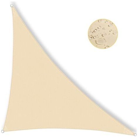 Voile d'ombrage Triangulaire 3x3x4.3 m Toile Ombrage Imperméable, Toile d'ombrage Protection HDPE Respirant 98% Protection Rayons UV pour Jardin, Terrasse, Extérieur - Jaune Clair (1/4)