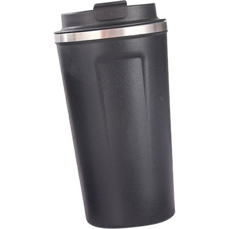 Isolierbecher aus Edelstahl 304 mit Sicherheitsverschluss, großes Fassungsvermögen, tragbarer Isolierbecher mit Deckel fürs Büro, Schwarz, 510 ml (1/5)