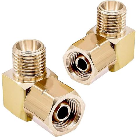 2 x Gas Angle Connector 1/4 Left 90 Degree Brass Gas Adapter for Camping Gas Hose RV Caravan (1/5)
